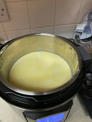 Ghee coming to boil.